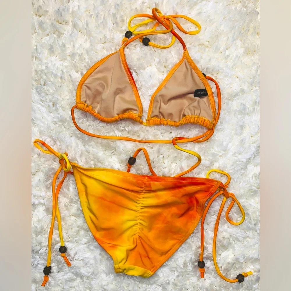 Vibrant Orange Tie-Dye Bikini Set - Picture 6 of 8
